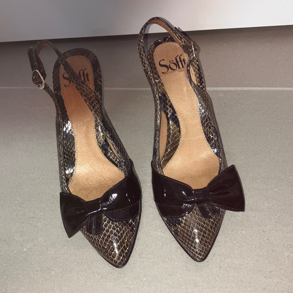 SOFFT 7 Snakeskin Patent Bow Brown SHOES